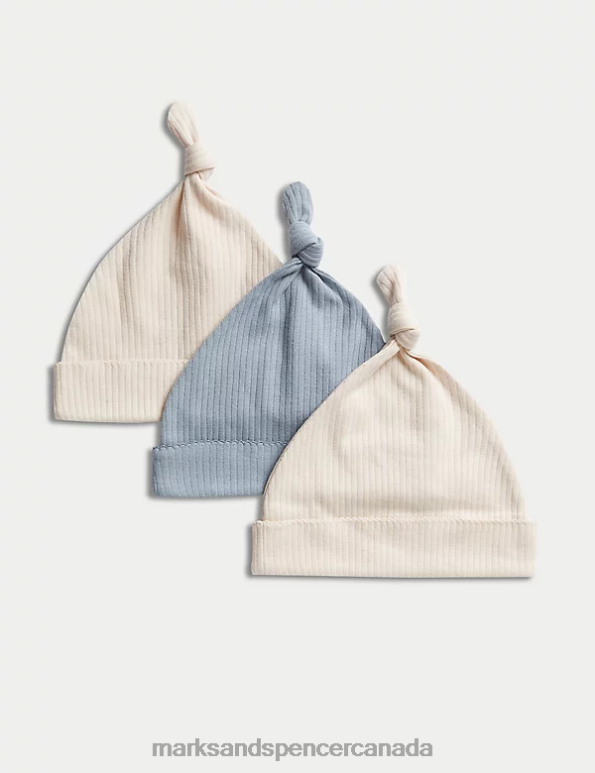 Baby Calico Mix Accessories Marks & Spencer 3pk Pure Cotton Hats 20VTD7248 - Marks and Spencer Canada locations