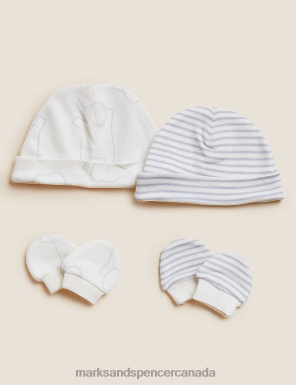 Baby White Mix Clothing Marks & Spencer 2pk Premature Hats & Mittens Set 20VTD7478 - Marks and Spencer outlet