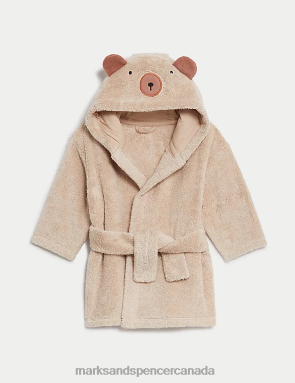 Baby Oatmeal Accessories Marks & Spencer Pure Cotton Hooded Bear Dressing Gown 20VTD7287 - Marks and Spencer outlet