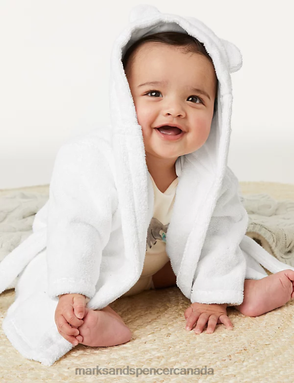 Baby White Accessories Marks & Spencer Pure Cotton Hooded Bathrobe 20VTD7796 - Marks and Spencer online