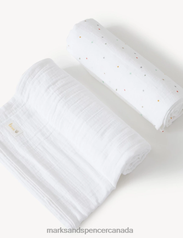 Baby Multi Clothing Marks & Spencer 2pk Pure Cotton Large Muslins 20VTD7384 - Marks and Spencer Canada locations