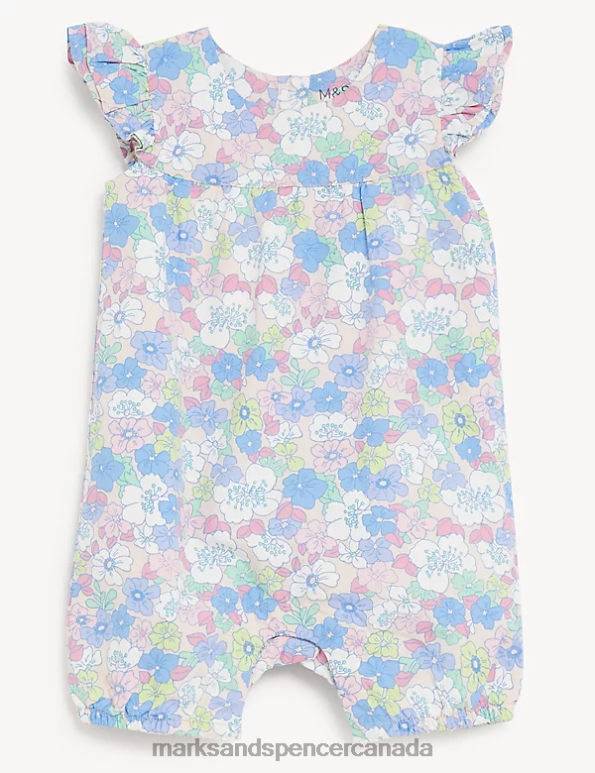 Marks and Spencer near me - Baby Blue Mix Clothing Marks & Spencer Pure Cotton Floral Romper 20VTD7742