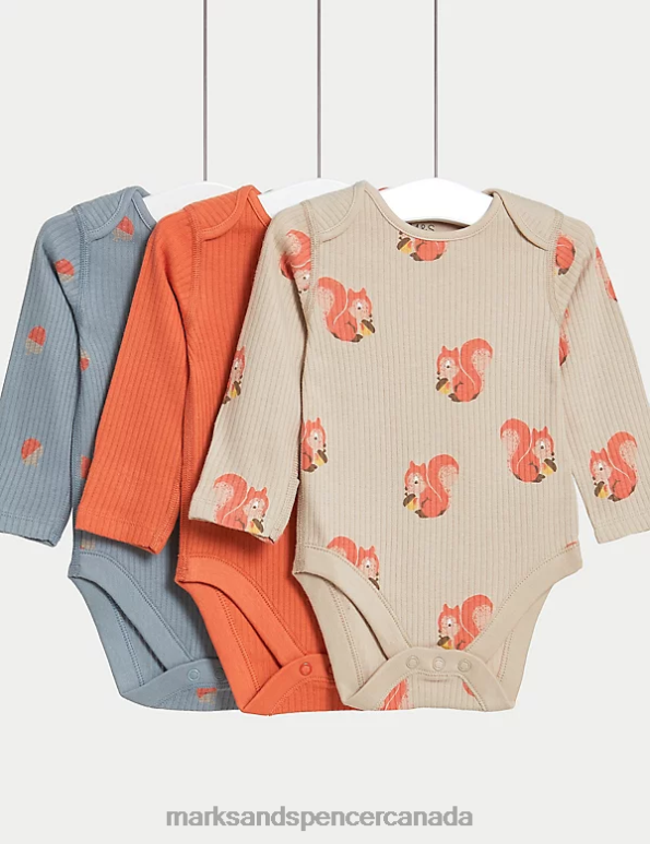 Baby Copper Rose Clothing Marks & Spencer 3pk Pure Cotton Woodland Print Bodysuits 20VTD7285 - Marks and Spencer online