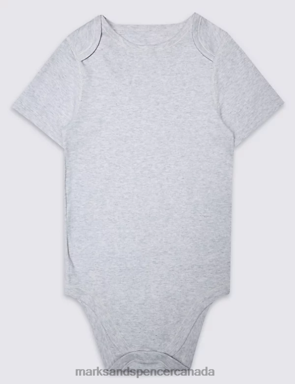 Baby Grey Marl Clothing Marks & Spencer Adaptive Pure Cotton Bodysuit 20VTD7594 - Marks and Spencer online