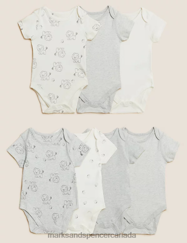 Baby Grey Mix Clothing Marks & Spencer 7pk Pure Cotton Lion Bodysuits 20VTD7470 - Marks and Spencer outlet