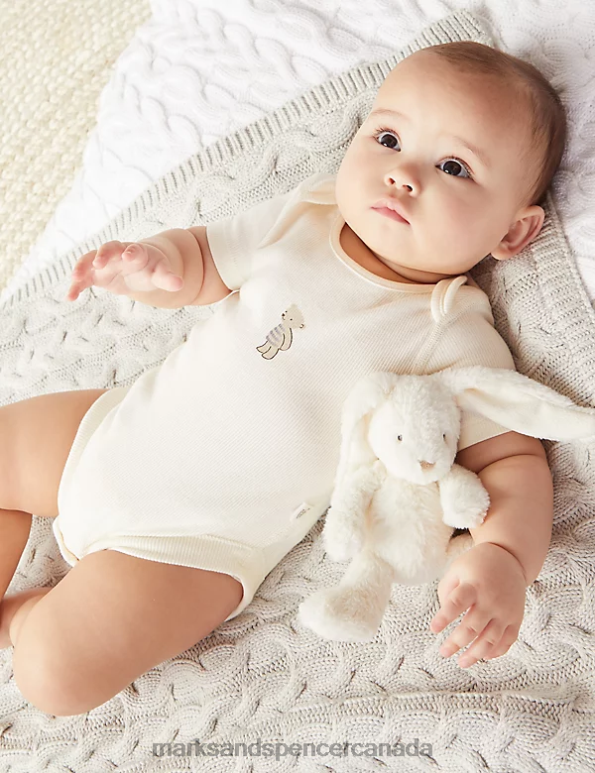 Baby Ivory Clothing Marks & Spencer Cotton Rich Bear Bodysuit 20VTD7394 - Marks and Spencer Canada locations