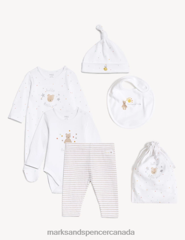 Baby Ivory Mix Clothing Marks & Spencer 6pc Pure Cotton Animal Starter Set 20VTD7460 - Marks and Spencer online