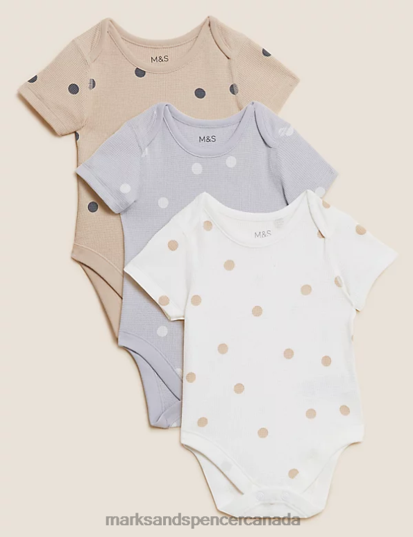 Marks and Spencer sale - Baby Multi Clothing Marks & Spencer 3pk Pure Cotton Spot Print Bodysuits 20VTD7581