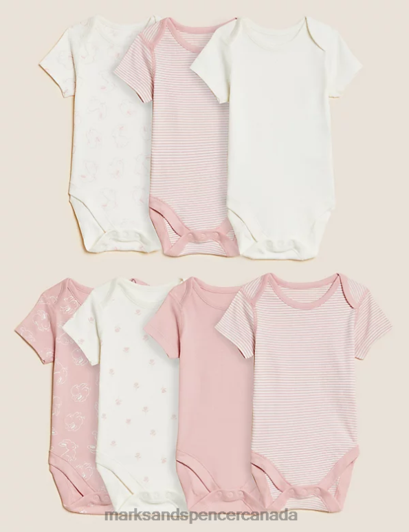 Marks and Spencer sale - Baby Pink Mix Clothing Marks & Spencer 7pk Pure Cotton Bodysuits 20VTD7638