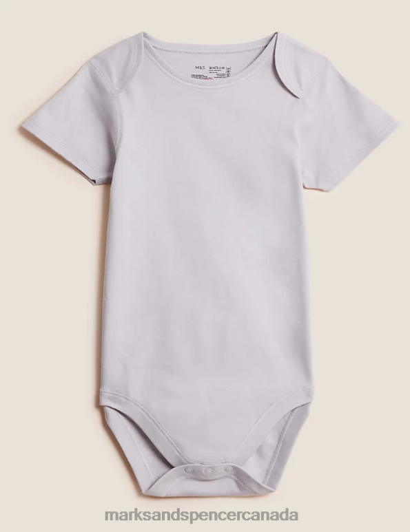 Baby Silver Grey Clothing Marks & Spencer Adaptive Pure Cotton Bodysuit 20VTD7797 - Marks and Spencer online