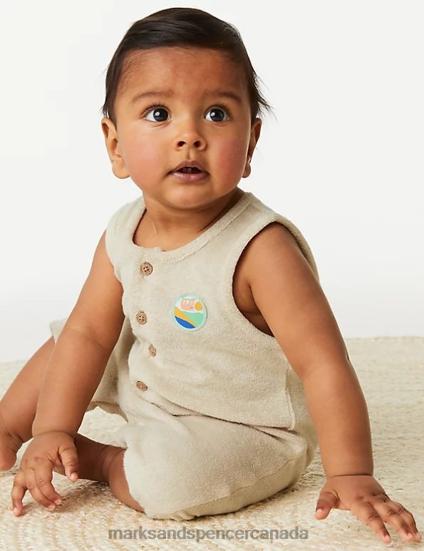 Marks and Spencer Canada - Baby Stone Clothing Marks & Spencer Cotton Rich Romper 20VTD7454