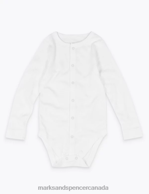 Baby White Clothing Marks & Spencer Adaptive Cotton Bodysuit 20VTD7380 - Marks and Spencer online