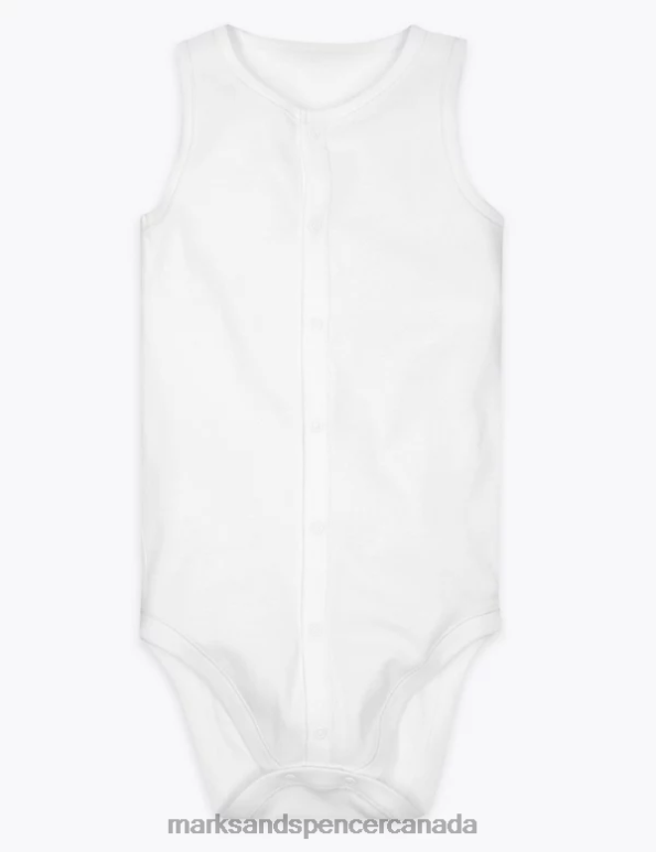 Baby White Clothing Marks & Spencer Adaptive Pure Cotton Bodysuit 20VTD7415 - Marks and Spencer outlet