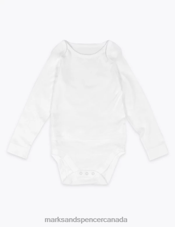 Baby White Clothing Marks & Spencer Adaptive Pure Cotton Bodysuit 20VTD7466 - Marks and Spencer Canada locations