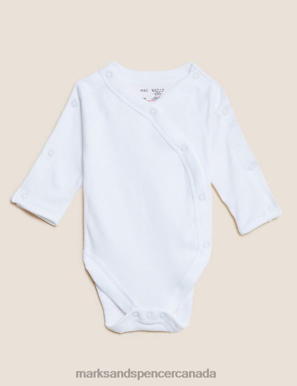 Marks and Spencer Canada - Baby White Clothing Marks & Spencer Adaptive Pure Cotton Bodysuits 20VTD7529