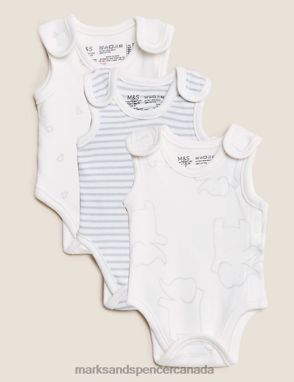 Marks and Spencer sale - Baby White Mix Clothing Marks & Spencer 3pk Pure Cotton Premature Bodysuits 20VTD7503