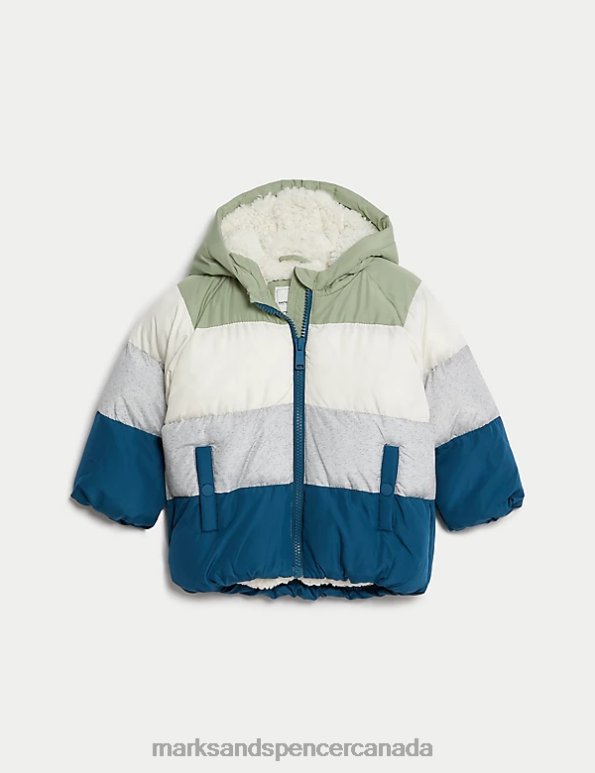 Baby Multi Clothing Marks & Spencer Colour Block Hooded Jacket 20VTD7339 - Marks and Spencer online