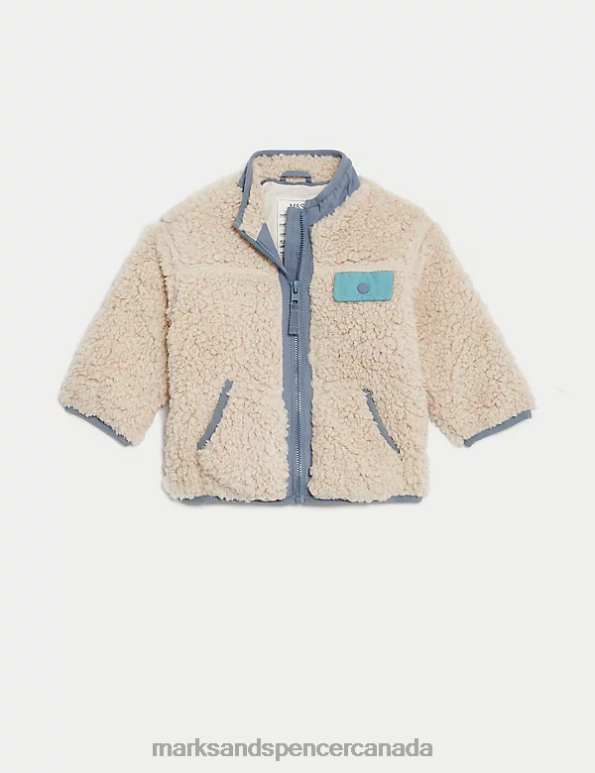 Marks and Spencer sale - Baby Oatmeal Mix Clothing Marks & Spencer Borg Jacket 20VTD7309