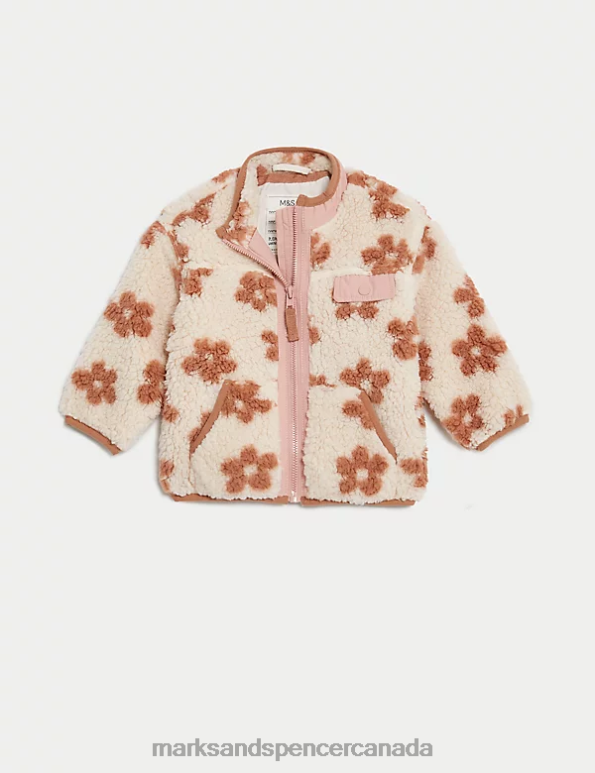 Marks and Spencer near me - Baby Oatmeal Mix Clothing Marks & Spencer Floral Borg Jacket 20VTD7647