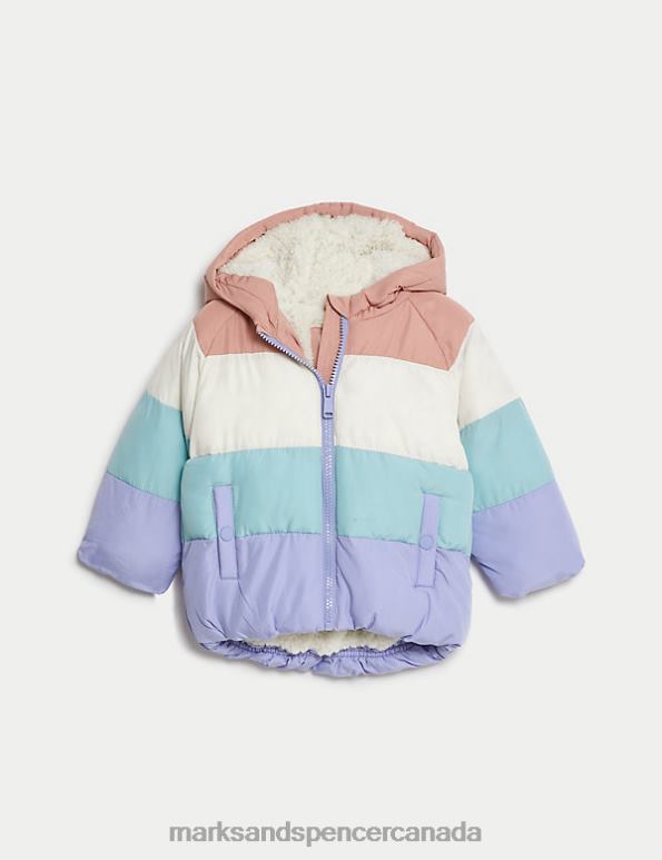 Baby Pink Mix Clothing Marks & Spencer Stormwear Borg Lined Padded Jacket 20VTD7680 - Marks and Spencer outlet