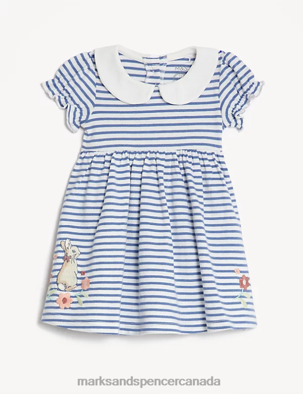 Baby Blue Mix Clothing Marks & Spencer Pure Cotton Striped Peter Rabbit Dress 20VTD7670 - Marks and Spencer Canada locations