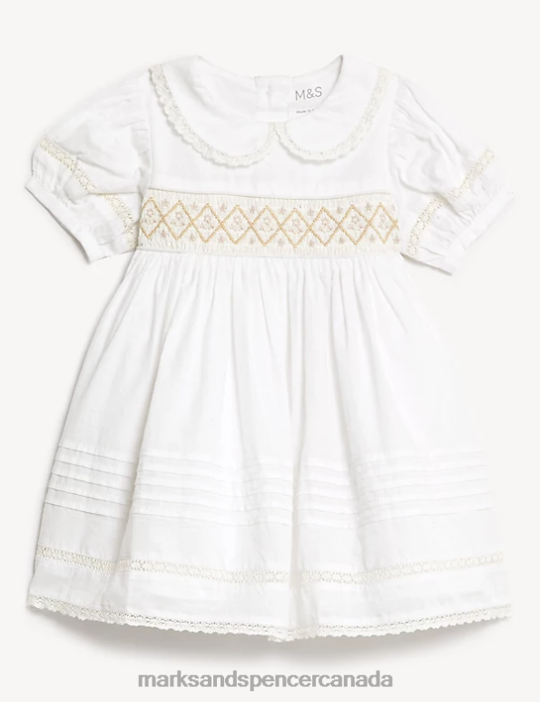 Baby Ivory Clothing Marks & Spencer Pure Cotton Christening Dress 20VTD7657 - Marks and Spencer online