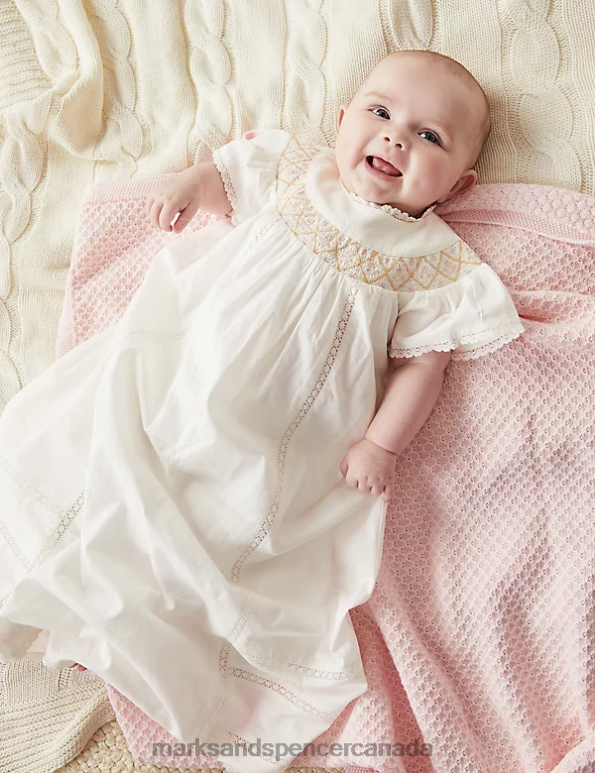 Baby Ivory Clothing Marks & Spencer Pure Cotton Embroidered Christening Gown 20VTD7672 - Marks and Spencer outlet