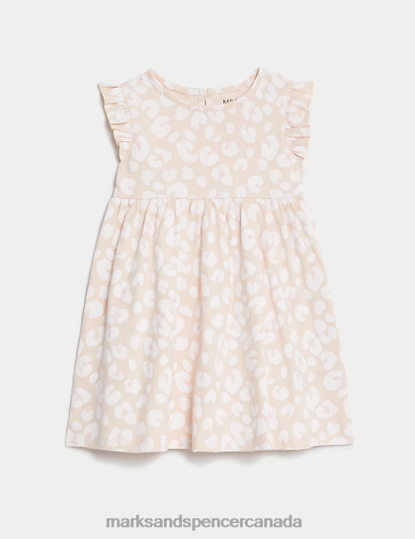 Marks and Spencer near me - Baby Light Peach Clothing Marks & Spencer Pure Cotton Animal Print Dress 20VTD7686