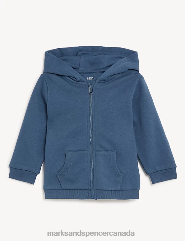 Baby Dark Blue Clothing Marks & Spencer Cotton Rich Zip Hoodie 20VTD7486 - Marks and Spencer Canada locations