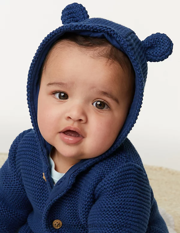 Marks and Spencer Canada - Baby Dark Indigo Clothing Marks & Spencer Pure Cotton Chunky Knitted Cardigan 20VTD7621