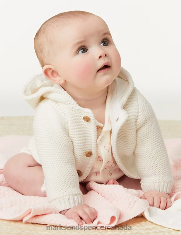 Baby Ivory Clothing Marks & Spencer Pure Cotton Chunky Knitted Cardigan 20VTD7338 - Marks and Spencer outlet