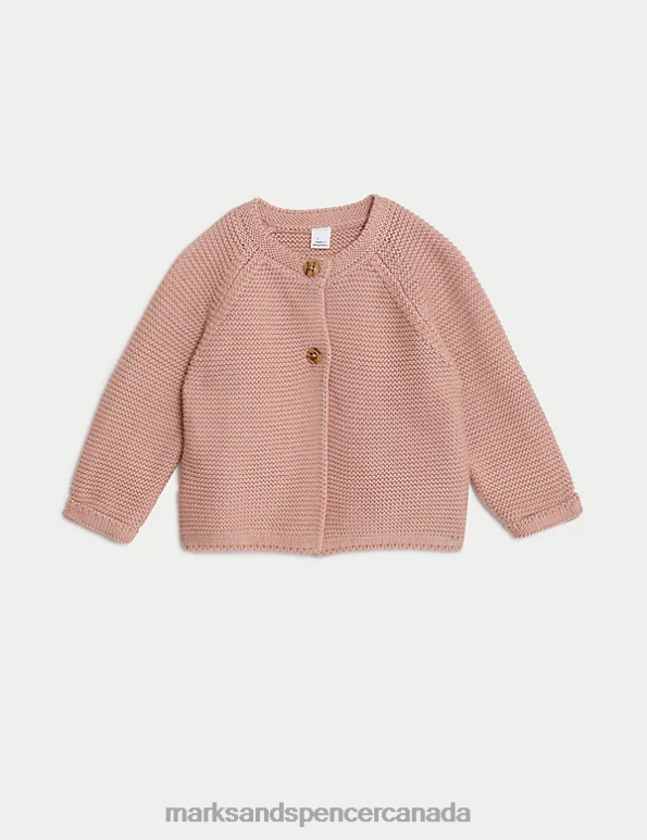 Marks and Spencer near me - Baby Pink Mix Clothing Marks & Spencer Pure Cotton Knitted Cardigan 20VTD7685