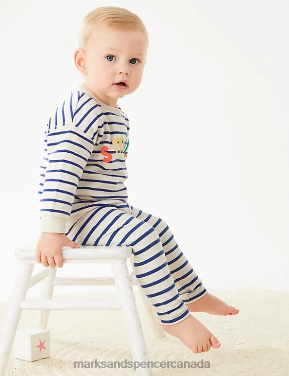 Baby Blue Clothing Marks & Spencer Cotton Rich Striped Leggings 20VTD7319 - Marks and Spencer online