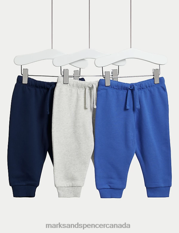 Baby Blue Mix Clothing Marks & Spencer 3pk Cotton Rich Joggers 20VTD7231 - Marks and Spencer Canada locations