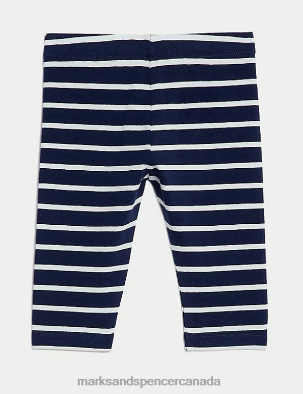 Baby Blue Mix Clothing Marks & Spencer Cotton Rich Striped Leggings 20VTD7705 - Marks and Spencer Canada locations