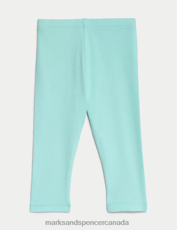 Marks and Spencer near me - Baby Bright Aqua Clothing Marks & Spencer Cotton Rich Ribbed Leggings 20VTD7912