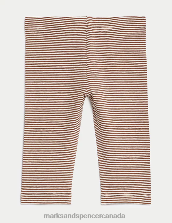 Baby Brown Mix Clothing Marks & Spencer Cotton Rich Striped Leggings 20VTD7738 - Marks and Spencer outlet