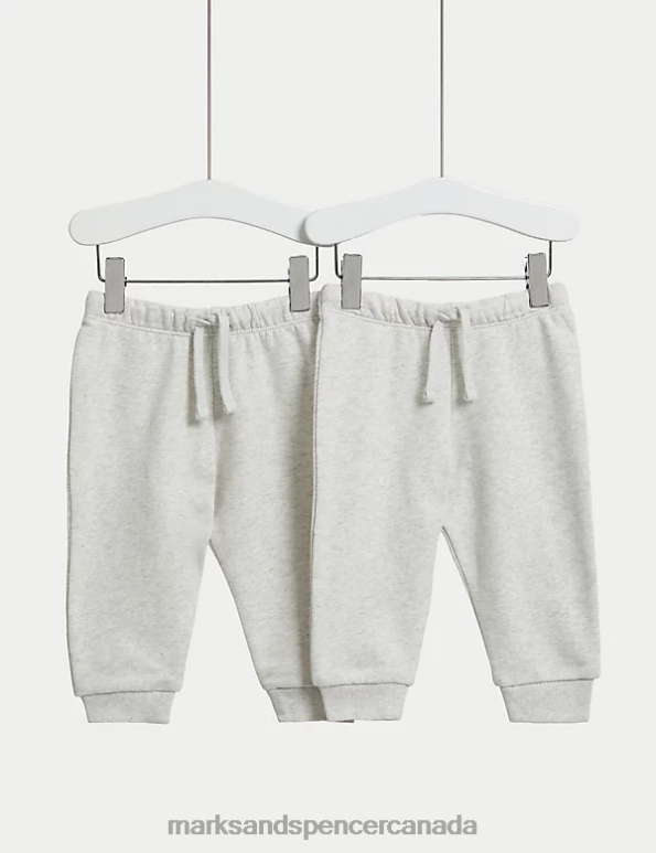 Baby Grey Marl Clothing Marks & Spencer 2pk Cotton Rich Joggers 20VTD7566 - Marks and Spencer outlet