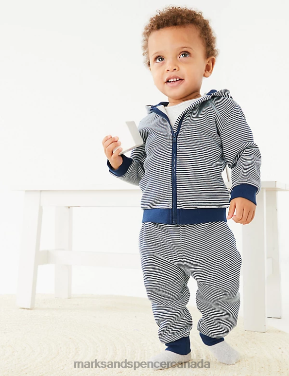 Baby Indigo Clothing Marks & Spencer Cotton Rich Striped Joggers 20VTD7452 - Marks and Spencer online