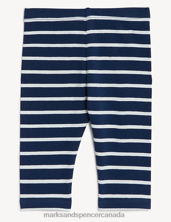 Baby Indigo Mix Clothing Marks & Spencer Cotton Rich Striped Leggings 20VTD7553 - Marks and Spencer online