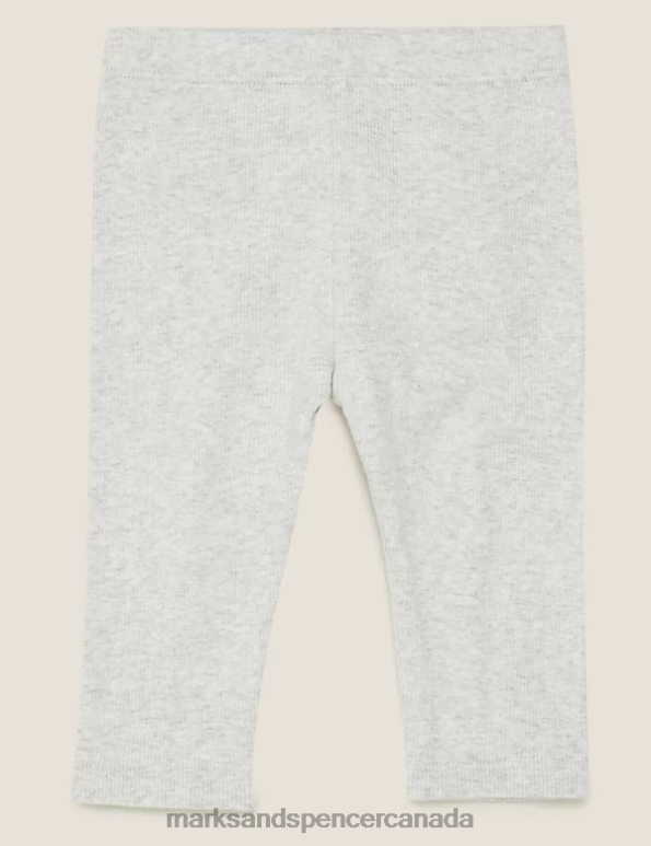 Marks and Spencer Canada - Baby Light Grey Clothing Marks & Spencer Cotton Rich Ribbed Leggings 20VTD8004