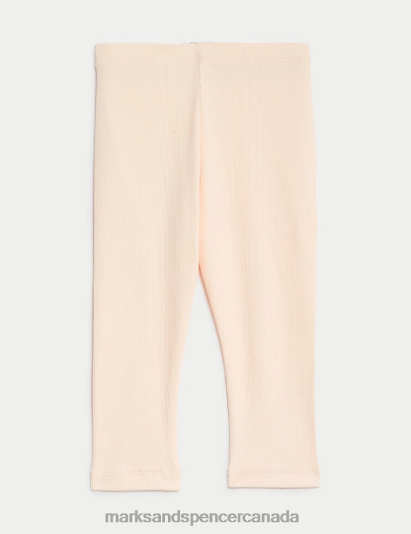 Marks and Spencer Canada - Baby Light Peach Clothing Marks & Spencer Cotton Rich Ribbed Leggings 20VTD7911