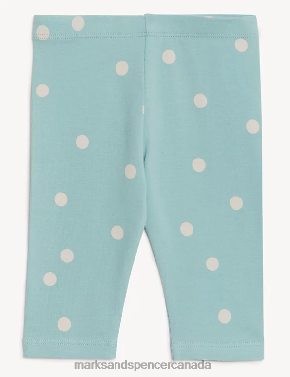 Baby Light Teal Clothing Marks & Spencer Cotton Rich Spot Leggings 20VTD7735 - Marks and Spencer online