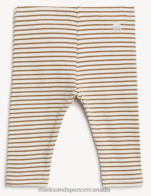 Baby Mocha Mix Clothing Marks & Spencer Cotton Rich Striped Leggings 20VTD7488 - Marks and Spencer outlet