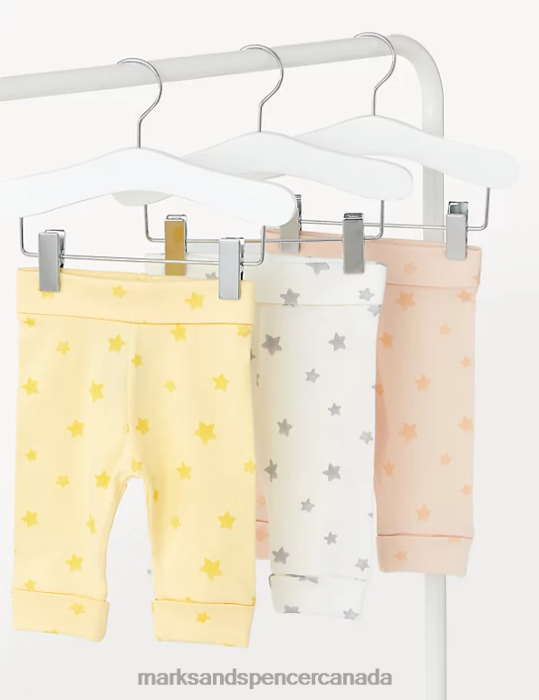 Baby Multi Clothing Marks & Spencer 3pk Pure Cotton Star Print Leggings 20VTD7485 - Marks and Spencer Canada locations