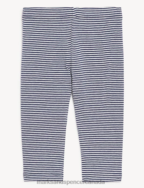 Marks and Spencer Canada - Baby Navy Mix Clothing Marks & Spencer Cotton Rich Striped Leggings 20VTD7507