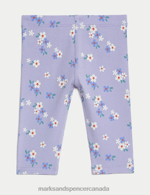 Baby Purple Mix Clothing Marks & Spencer Cotton Rich Floral Leggings 20VTD7736 - Marks and Spencer Canada locations