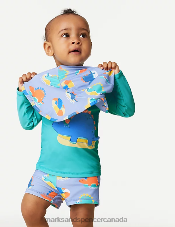 Baby Aqua Mix Clothing Marks & Spencer 3pc Dinosaur Swim Outfit 20VTD7583 - Marks and Spencer online