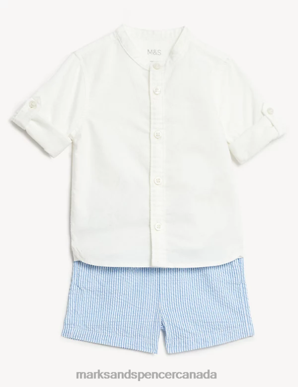 Baby Blue Mix Clothing Marks & Spencer 2pc Pure Cotton Outfit 20VTD7569 - Marks and Spencer outlet