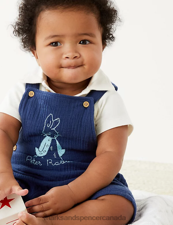 Baby Blue Mix Clothing Marks & Spencer 2pc Pure Cotton Peter Rabbit Outfit 20VTD7398 - Marks and Spencer outlet